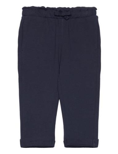 Elastic Waist Cotton Trousers Navy Mango