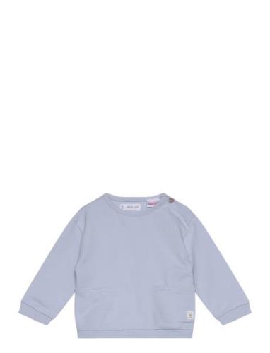 Cotton Sweatshirt With Pockets Blue Mango