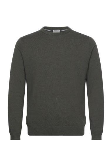 100 % Merino Crew Neck Knit Khaki Lindbergh