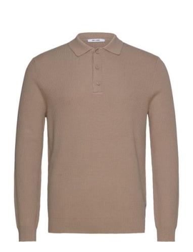 Onsphill Reg 12 Rib Ls Polo Knit Beige ONLY & SONS