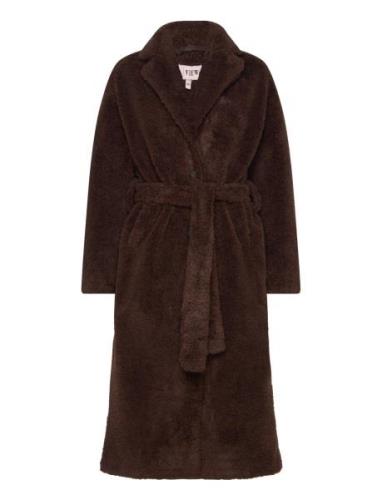 Teddy Long Coat Brown A-View