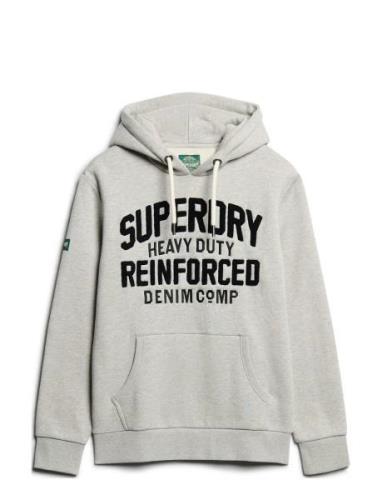 Embroider Script Graphic Hood Grey Superdry