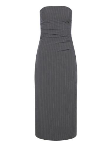 Strapless Pinstripe Dress Grey Mango