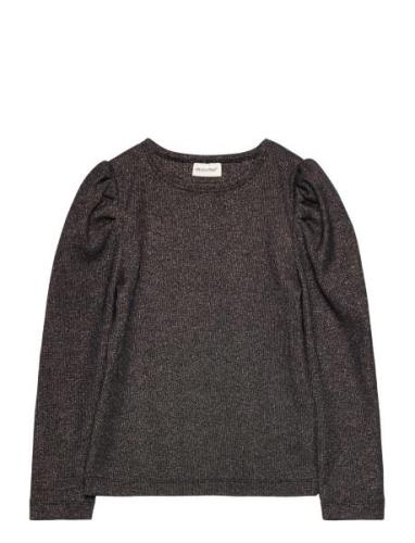 T-Shirt Ls Glitter Rib Black Minymo