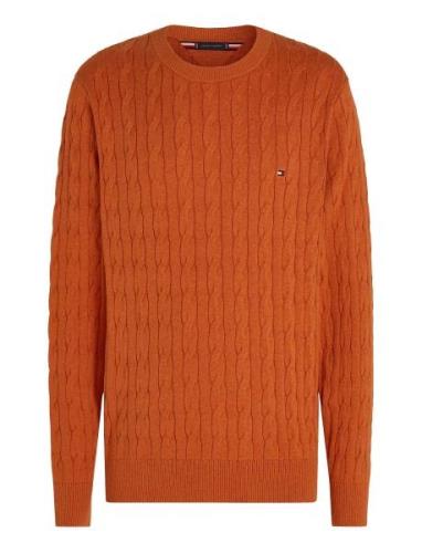 Classic Cotton Cable Crew Neck Orange Tommy Hilfiger