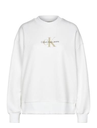 Textured Monologo Crewneck White Calvin Klein Jeans