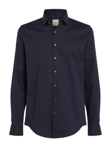 Ed Micro Dot Slim Shirt Navy Calvin Klein