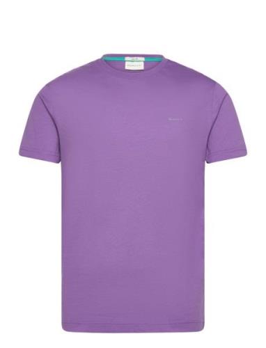 Contrast Logo Ss T-Shirt Purple GANT