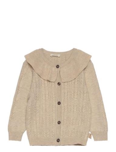 Cardigan Knit Cabel Collar Beige Petit Piao