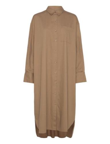 Floret Shirtdress Twill Brown Moshi Moshi Mind