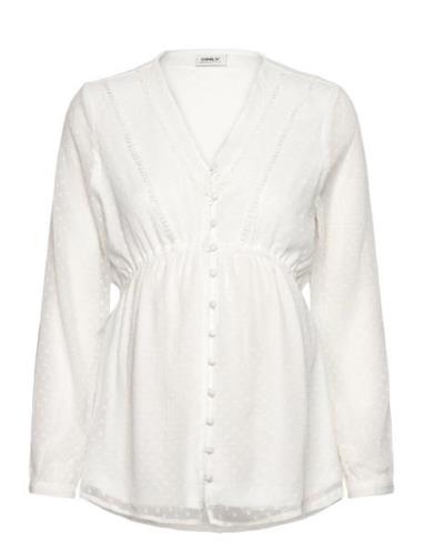 Olmbettina Ls V-Neck Dnm Blouse Wvn White Only Maternity