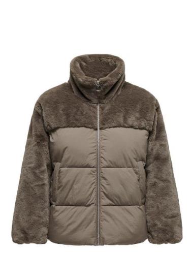 Carwanja Fur Puffer Mix Jacket Otw Brown ONLY Carmakoma