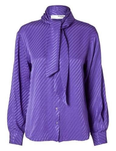 Slfcassia Ls Scarf Shirt B Purple Selected Femme