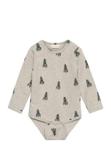 Body Ls Aop Sweat Grey Minymo