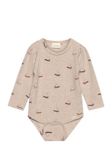 Body Ls Aop Sweat Beige Minymo