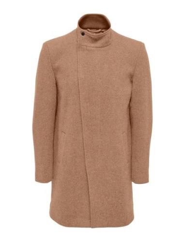 Onsjustin Highneck Wool Coat Otw Cs Beige ONLY & SONS