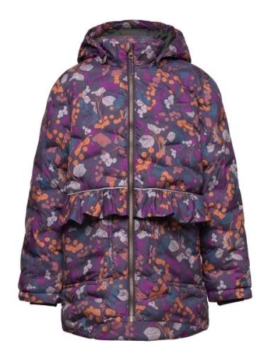 Long Puffer Jacket Aop Rec. Navy Mikk-line