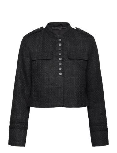 Felice Tweed Military Jacket Black French Connection