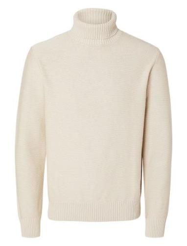 Slhaxel Ls Knit Roll Neck Noos Beige Selected Homme