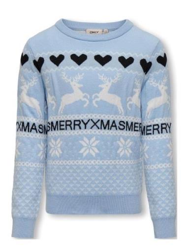 Kogmerry Xmas Ls O-Neck Box Cs Knt Blue Kids Only