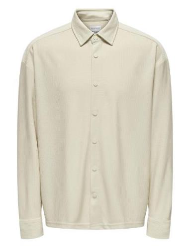 Onskari Plizze Ls Rlx Overshirt Cream ONLY & SONS