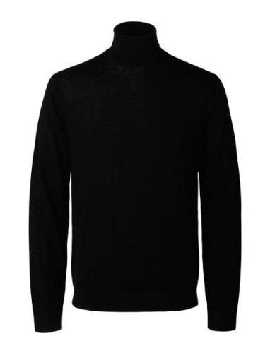 Slhtray Ls Knit Merino Roll Neck Noos Black Selected Homme