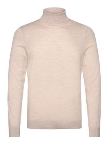 Slhtray Ls Knit Merino Roll Neck Noos Beige Selected Homme