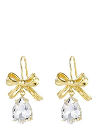 Bow Crystal Earring Gold Bud To Rose