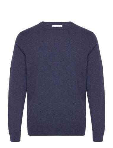 Man O-Neck Plain Navy Davida Cashmere