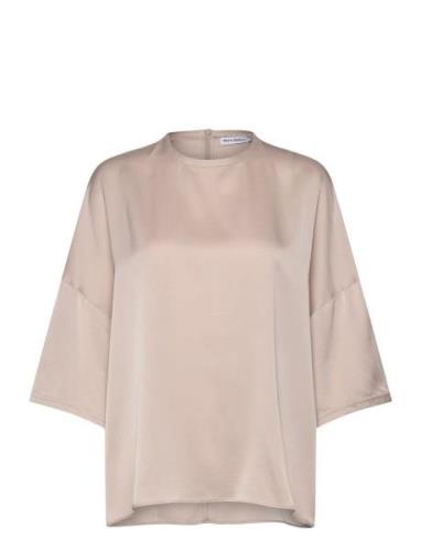 Thess Silk Tee Beige Ahlvar Gallery