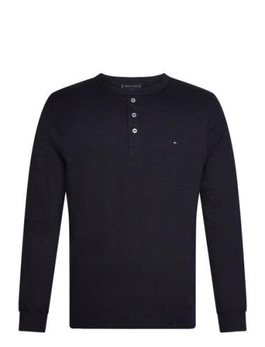 Slub Henley Ls Tee Black Tommy Hilfiger