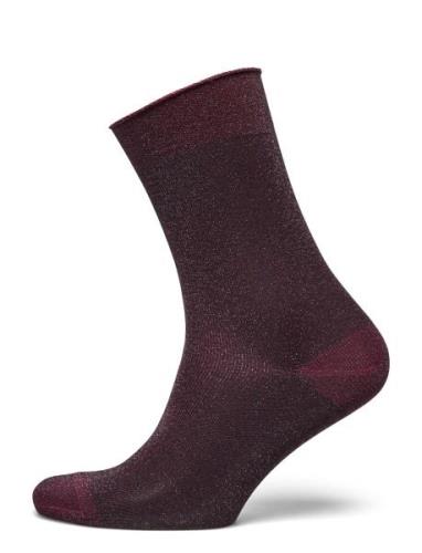 Pernille Glitter Socks Burgundy Mp Denmark