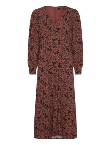 Jeanie Brina Crepe Dress Brown French Connection