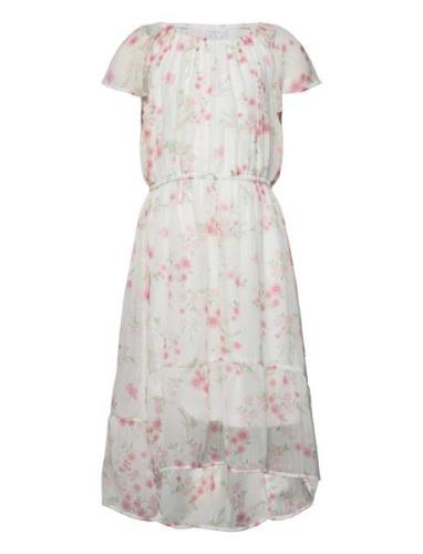 Dress Hi And Low Chiffon Aop White Lindex