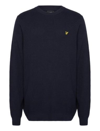 Grid Knit Crew Neck Jumper Navy Lyle & Scott