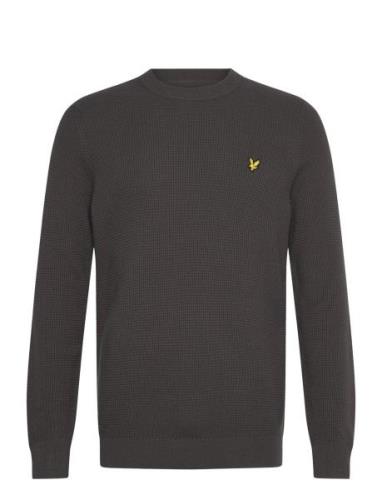 Grid Knit Crew Neck Jumper Grey Lyle & Scott