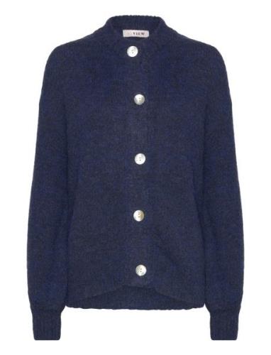 Patrisia Solid Knit Cardigan Navy A-View