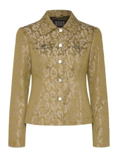 Jacquard Fitted Trucker Blazer Khaki Scotch & Soda