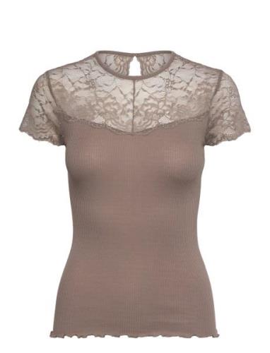 Rmwbea Lace Heartshape Ss Top Beige RM By Rosemunde