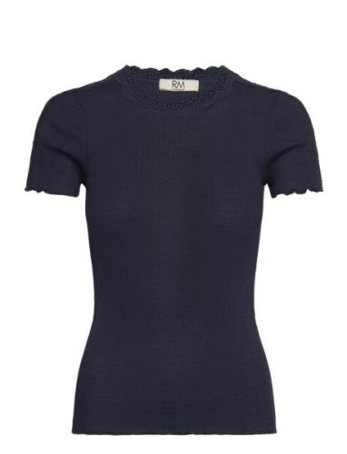 Rmwbea Lace Ss Top Navy RM By Rosemunde