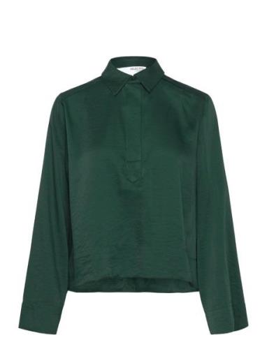 Slfjean Ls Cropped Shirt B Green Selected Femme