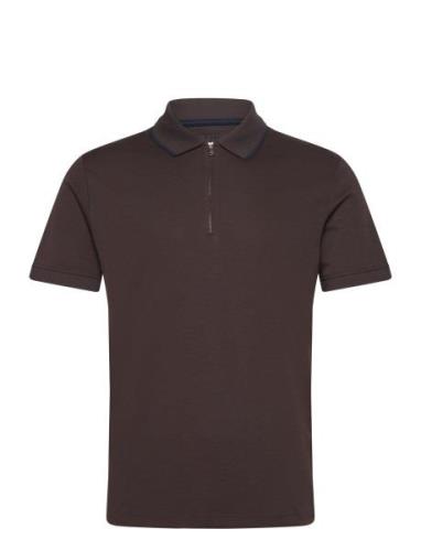 Slhreg-Dan Ss Zip Polo Brown Selected Homme