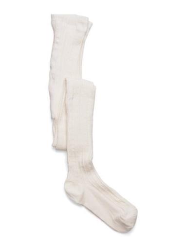 Cable Knitted Stockings Offwhite Cream Geggamoja