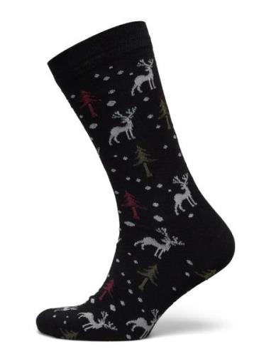 Christmas Bamboo Sock Black Lindbergh