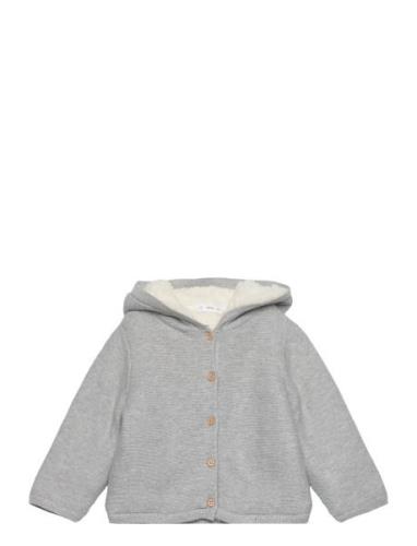 Cardigan With Stitched Sheepskin Lining Grey Mango