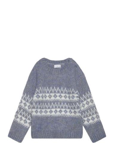 Jacquard Knitted Sweater Blue Mango