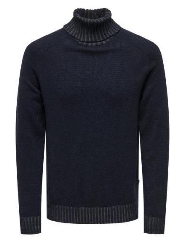 Onseddy Reg 7 Wool Roll Knit Navy ONLY & SONS