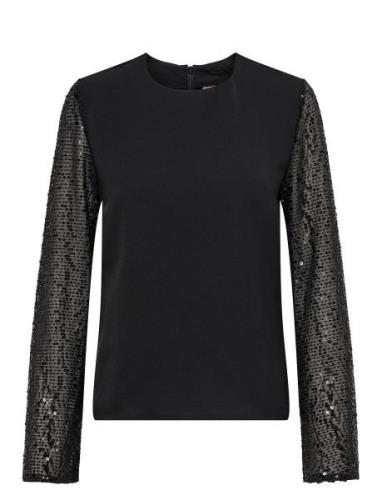 Onlthalia Life Ls Sequins Mix Top Wvn Black ONLY