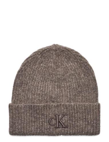 Thick Embroidery Beanie Brown Calvin Klein