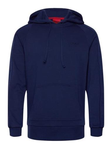 Tonal Logo Hoodie Blue HUGO